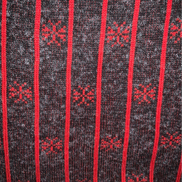vintage knit sweater red quilt‎ star snowflake striped L - Picture 4 of 7